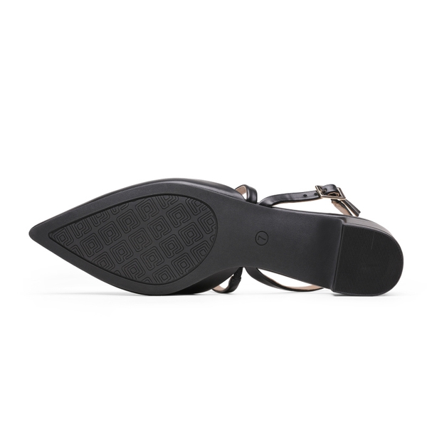 Closed Toe Chunky Slingback Pumps - BLACK PU - 4